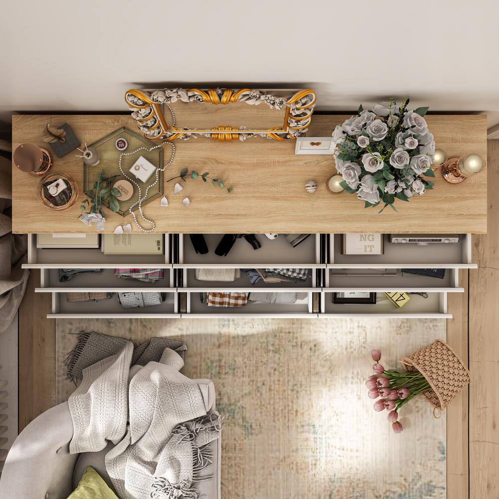 Black 9-Drawer Wood Chest of Drawers 31.5 in. H x 63 in. W x 15.7 in. D Storage Cabinet - thumbnail 5