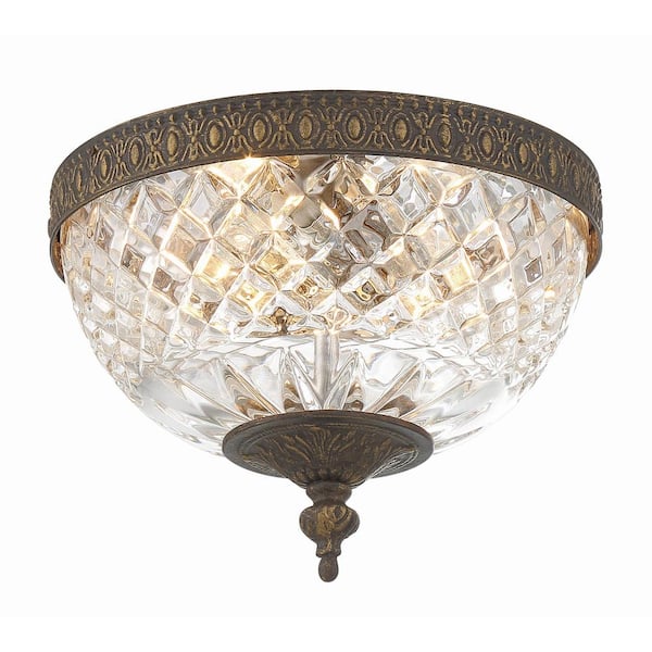 Crystorama Ceiling Mount 8 in. 2-Light English Bronze Flush Mount