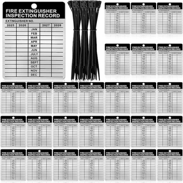 Unbranded 50 Set Aluminum Fire Extinguisher Tags 2025-2028 Metal Inspection Tags 2.3 x 3 in. Indoor/Outdoor Monthly Tracking