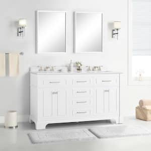 Melpark 60 in. W x 22 in. D Bath Vanity in White with Cultured Marble Vanity Top in White with White Sink