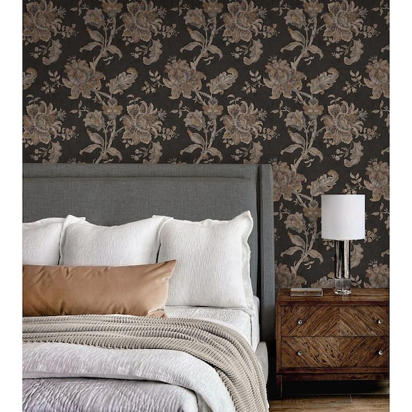 56 sq. ft. Ironwork and Russett Etched Jacobean Prepasted Paper Wallpaper Roll