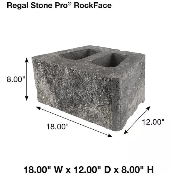 Regal Stone Pro Rock Face 18 in x 8 in. x 12 in. Granite Blend Concrete Retaining Wall Block (32-Piece/32-Face ft./Plt)