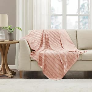 York Blush Faux Fur Throw Blanket