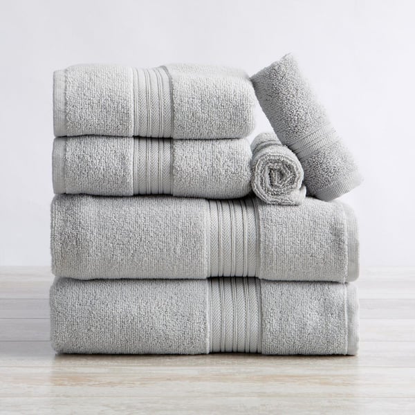 FRESHFOLDS Light Grey Soft Cotton Classic 6 Piece Towel Set