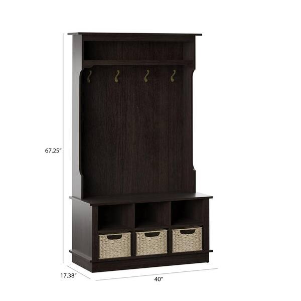 hall tree with baskets