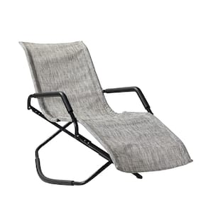 Black Aluminum Outdoor Chaise Lounge with Smoke Cushion