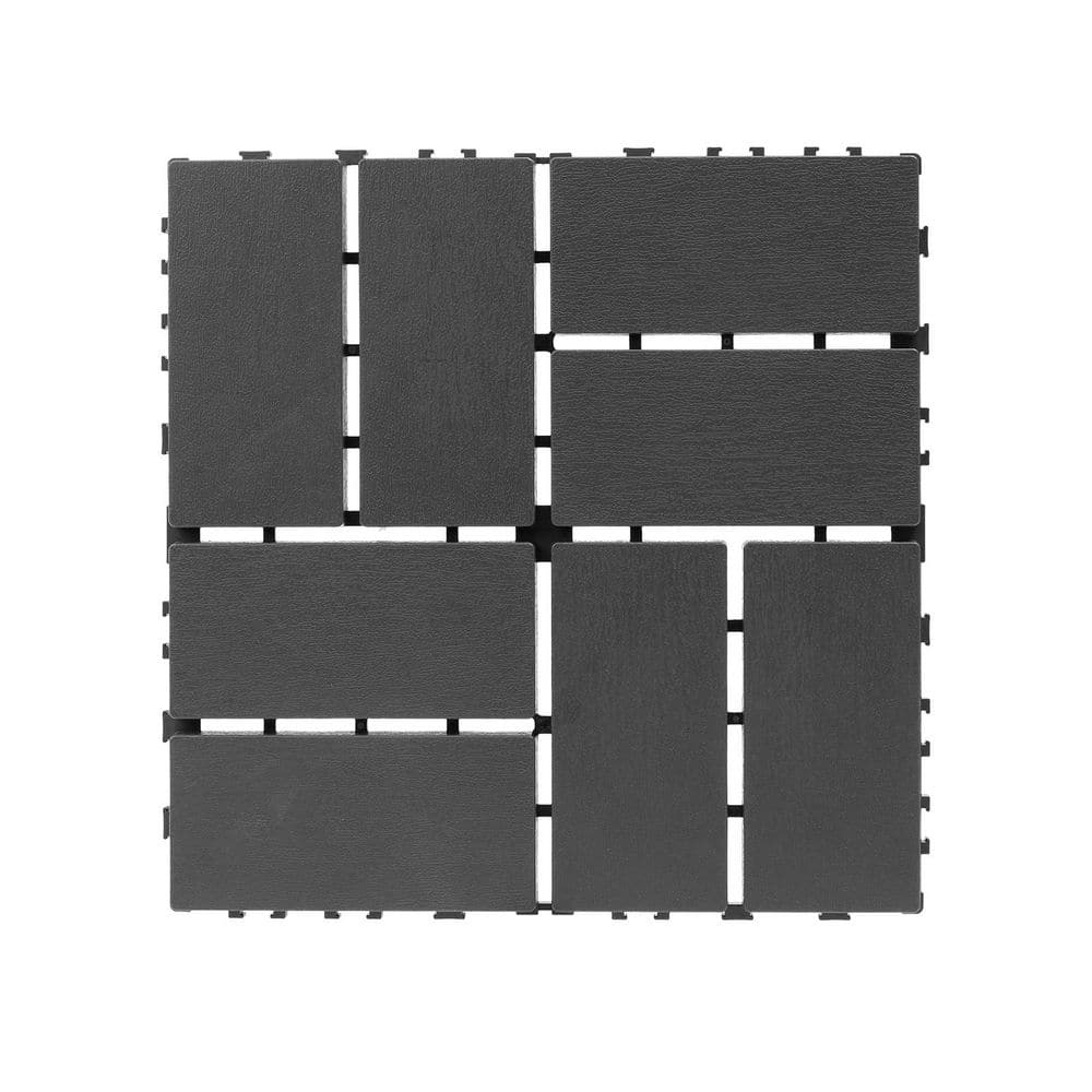 1 ft. x 1 ft. Upgraded Outdoor Patio Plastic Interlocking Deck Tiles, Garage Floor Tiles in Dark Gray 4 (44-Per Case) price history on PriceWatchPro