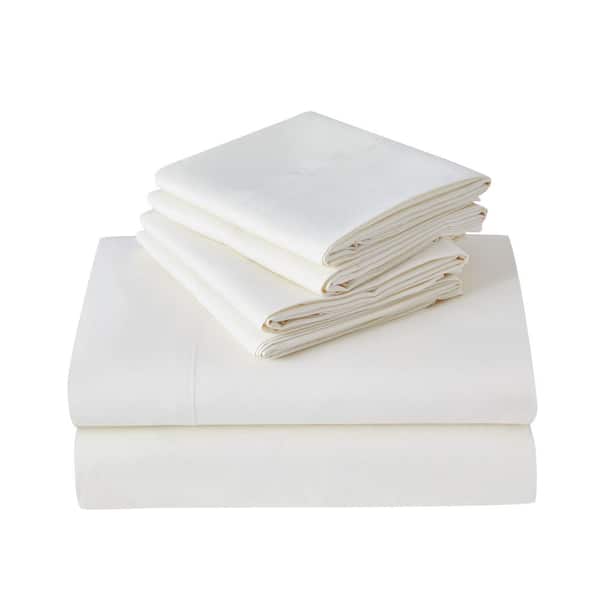 Kathy Ireland 2000TC 6-Piece Ivory Solid Cotton Blend Queen Sheet Set