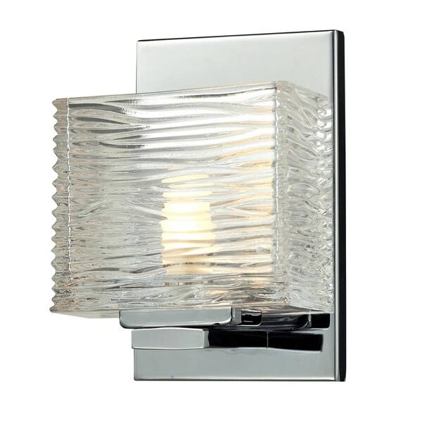 Unbranded Jaol 5.25 in. 1-Light Chrome Integrated LED Shaded Vanity Light with Clear Glass Shade