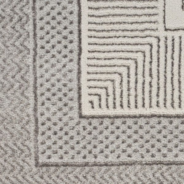 2 ft. x 8 ft. Ivory Geometric Washable Area Rug