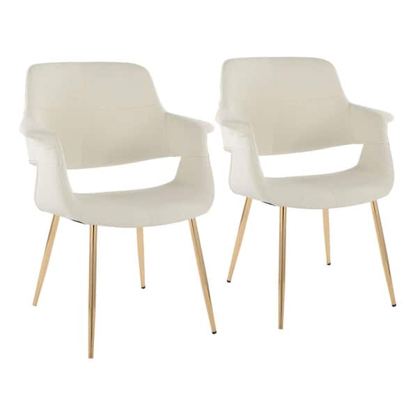 Lumisource Vintage Flair Cream Fabric and Gold Metal Arm Chair (Set of 2)