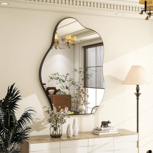 XRAMFY 26 in. W x 37.8 in. H Irregular Flameless Vanity Mirror