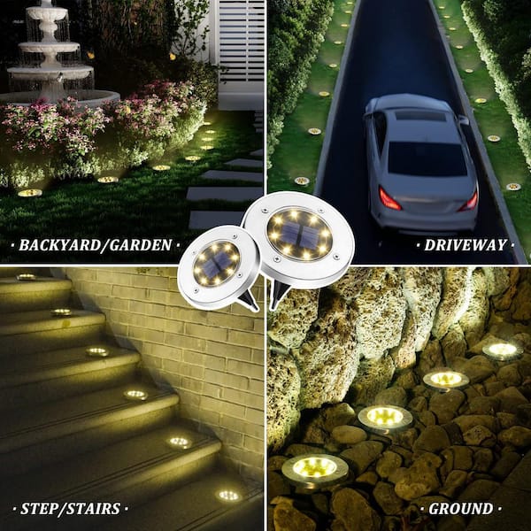 Angel Sar Cold Solar Ground Lights, 8 LED Garden Lights Solar Powered (12-Pack)