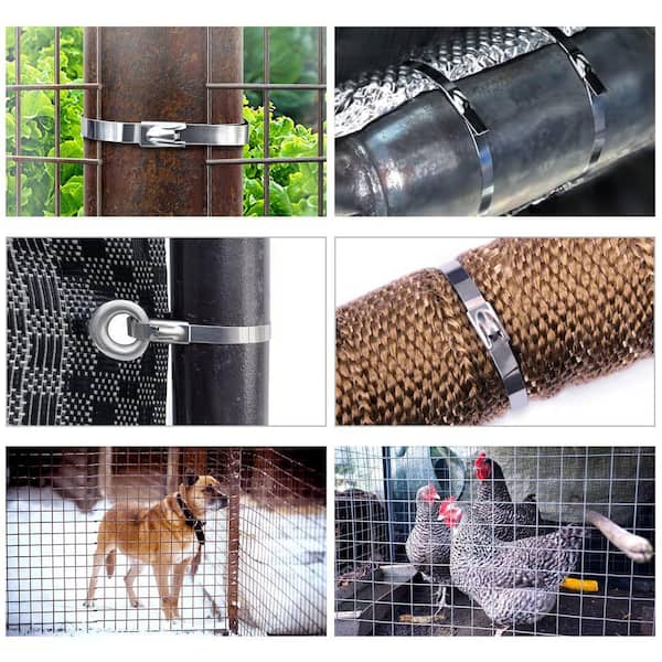 Angel Sar 11.8 in. 100-Piece Stainless Steel Chain Link Fence Tie