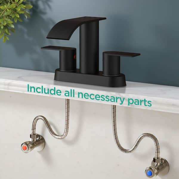 ANZA 4 in. Centerset Double Handle Low Arc Bathroom Faucet with 3