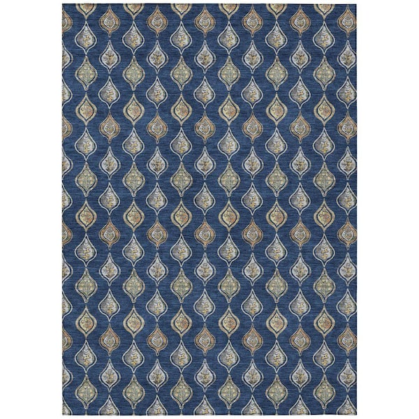 Chantille Machine Washable Indoor/Outdoor Abstract ACN2632 Navy 10 ft. x 14 ft. Area Rug