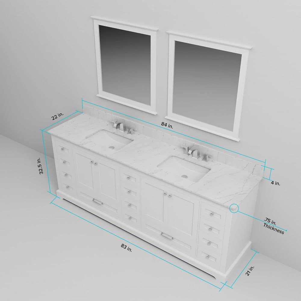 White Double Freestanding Vanity with Ample Storage