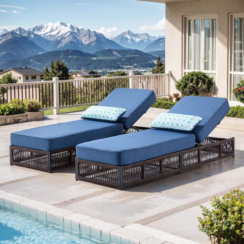Bellefurn Rotavia Brown 2-Piece Wicker Outdoor Chaise Lounge Patio
