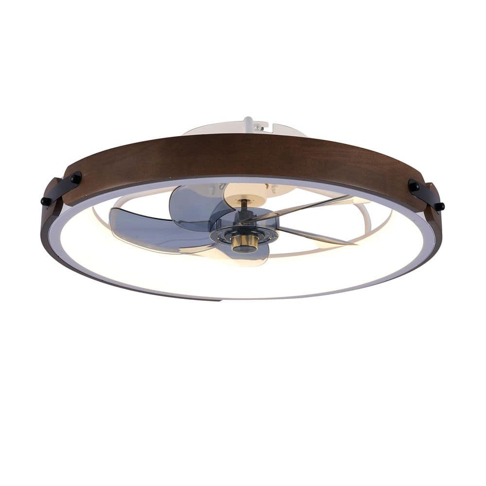 20 in White and Walnut Housing Blue Blade Flush Mount Standard Ceiling Fans with Lights and Remote Control,3000-6000K price history on PriceWatchPro