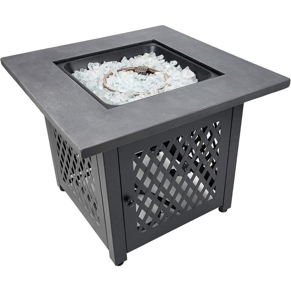 30 in. W x 24 in. H Square Metal Brown and Black Fire Pit Table