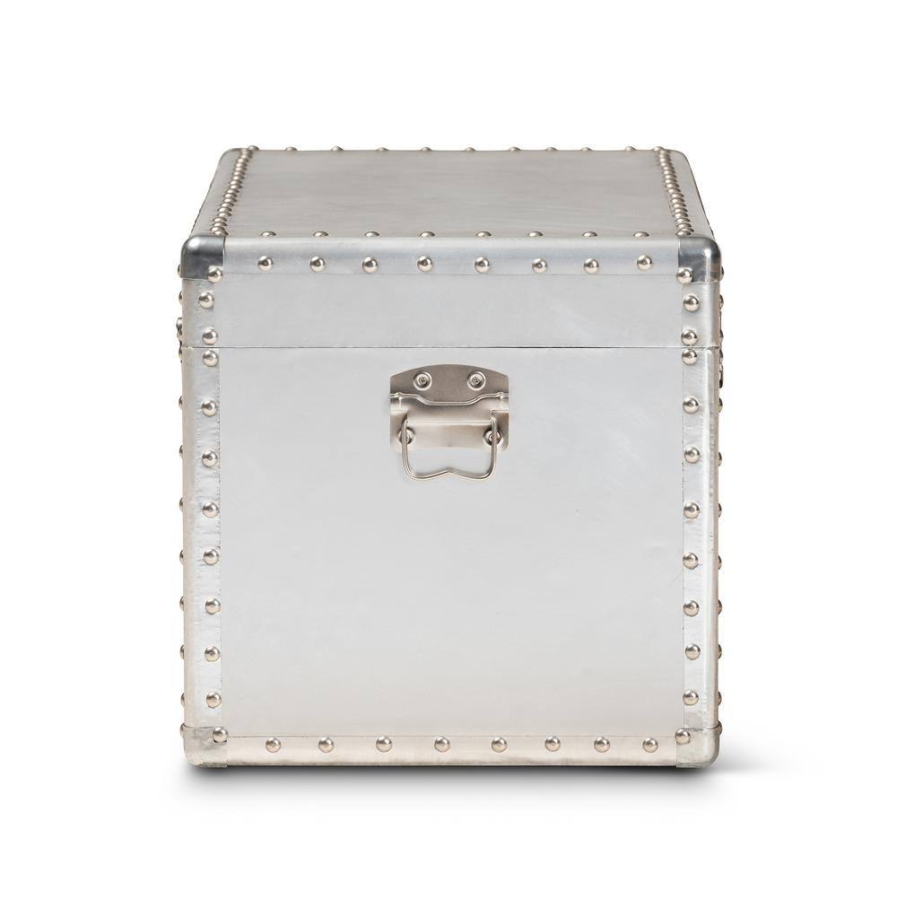 Serge Silver Metal Industrial Storage Trunk