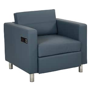 Atlantic Dillon Blue Fabric Chair with Single Charging Station