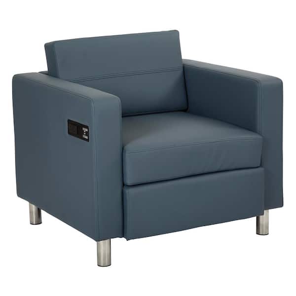 OSP Home Furnishings Atlantic Dillon Blue Fabric Chair with Single Charging Station