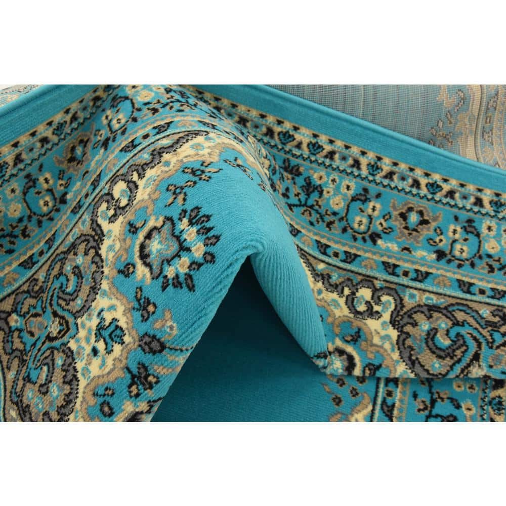 Turquoise Rectangular Medallion Synthetic 5' x 8' Area Rug