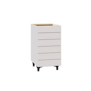 Shaker Assembled 18x34.5x24 in. 6-Drawer Base Cabinet with Metal Drawer Boxes in Vanilla White