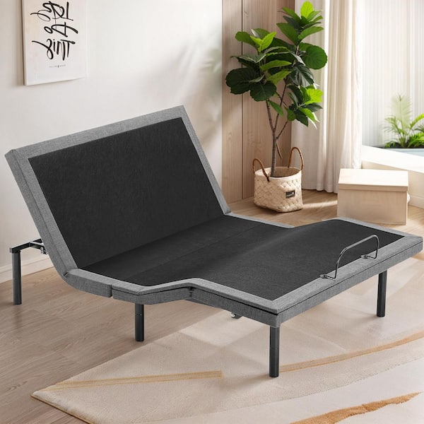 Dark Black Twin XL Ergonomic Electric Adjustable Bed Frame with Wireless Remote and 2 USB Ports
