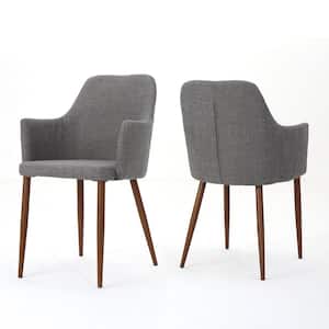 Zelia Light Grey and Dark Brown Upholstered Dining Chair