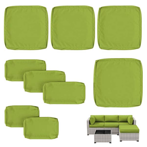 9-Pieces 25.6 in. Outdoor Patio Replacement Slip Covers for 4-Seater Furniture Cushion Grass (Covers Only)