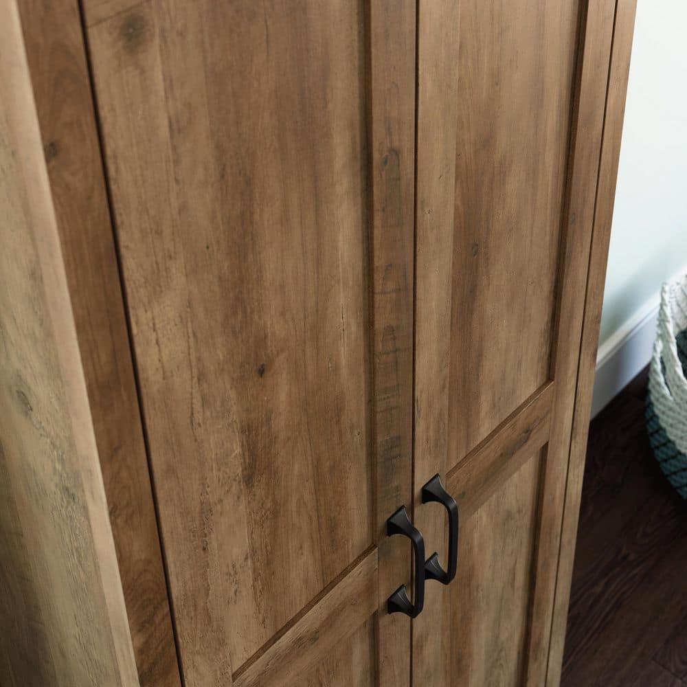 Tall Rustic Pine 2-Door Storage Cabinet with Adjustable Shelves