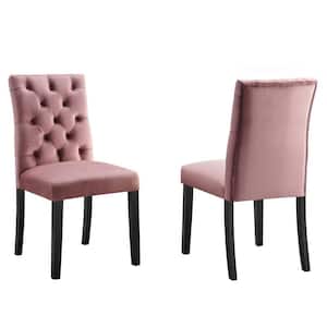 Duchess Dusty Rose Performance Velvet Tufted Dining Side Chairs (Set of 2)