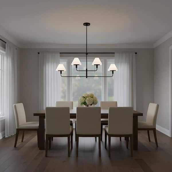 Mendota 4 Light Midnight Black Transitional Chandelier with Opal Etched Glass Shades