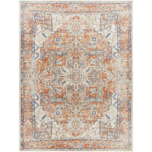 Livabliss Lillian Charcoal/Dark Brown 8 ft. x 10 ft. Medallion Machine-Washable Indoor Area Rug