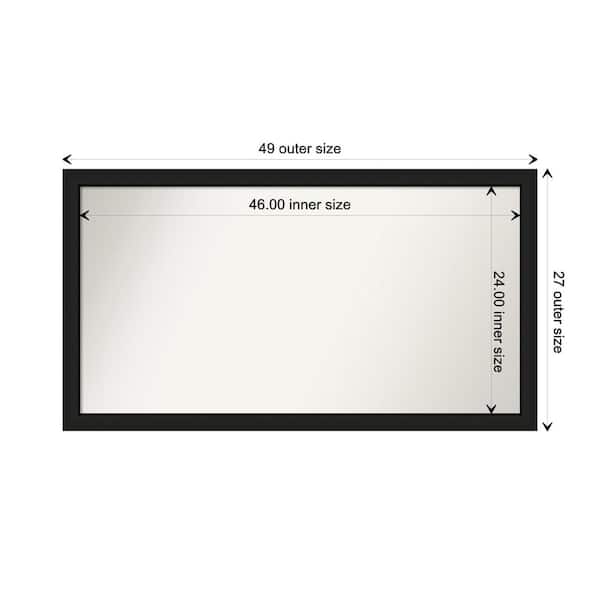 Amanti Art Midnight Black Narrow 49.25 in. W. x 27.25 in. Custom Non-Beveled Wood Framed Bathroom Vanity Wall Mirror