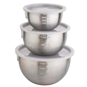 3-Piece Stainless Steel Mixing Bowl Set with Lids (6-Pack)