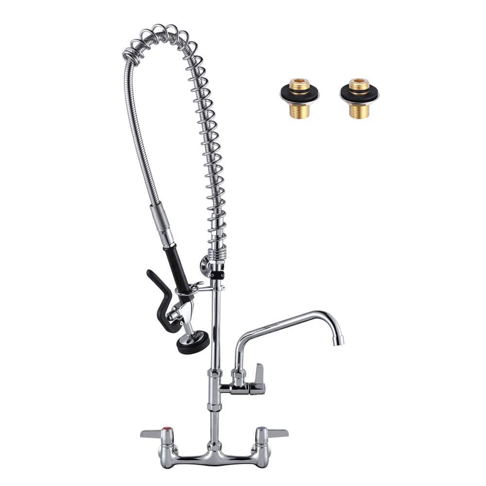 Chrome Brass 36-Inch Commercial Kitchen Faucet with Pre-Rinse Sprayer