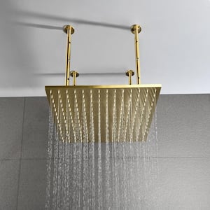 1-Spray Pattern 19.68 in. Rainhead Ceiling Mount Fixed Shower Head in Brushed Gold