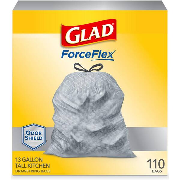 Glad 13 Gal. ForceFlex Tall Kitchen Drawstring Trash Bags (110-Count)