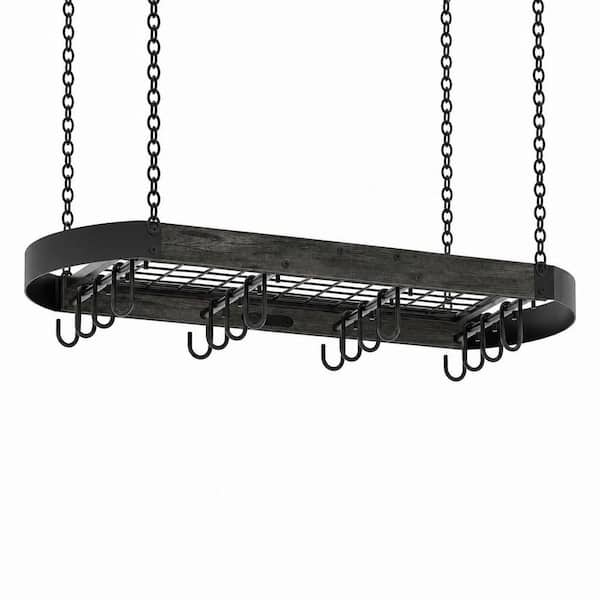 Classic Retro Series Black Metal Finish Ceiling Wall Mounted Multi-Hook Pot Rack