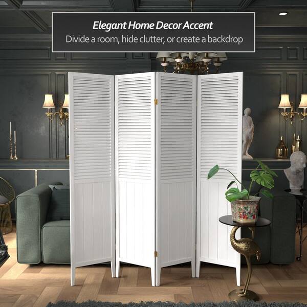 Oriental Furniture 6 ft. White 4-Panel Room Divider BEAD-WHT