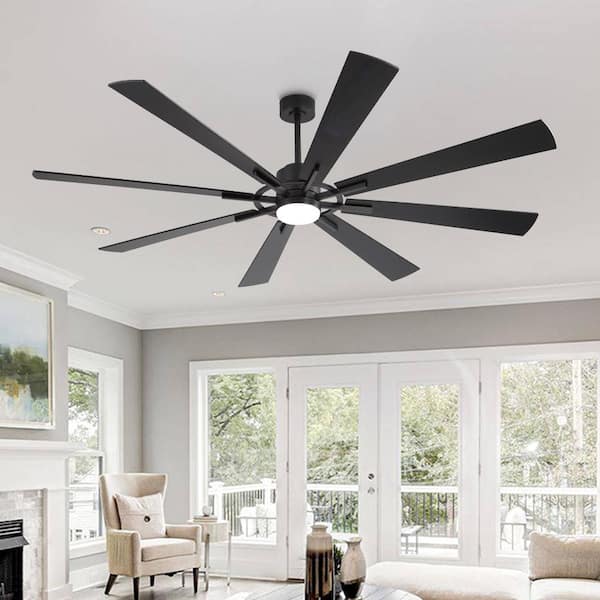 MLiAN 80 in. Indoor Black Standard Ceiling Fan with Integrated LED