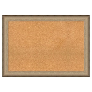 Elegant Brushed Bronze Natural Corkboard 41 in. x 29 in. Bulletin Board Memo Board