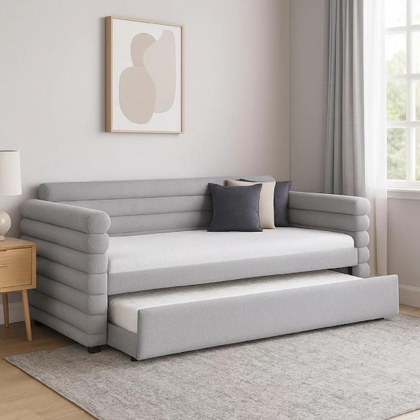 Ricia Gray and Black Twin Size Daybed with Twin Trundle