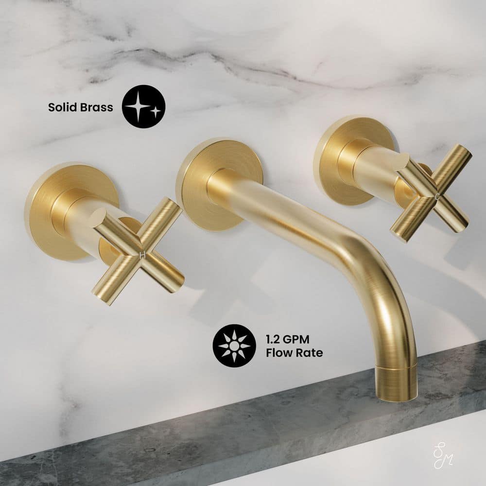 Ivy Brushed Gold Brass Wall Mount Bathroom Faucet