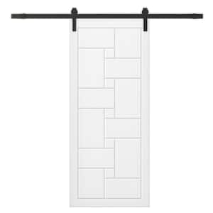 36 in. x 80 in. White Stained Composite MDF Paneled Interior Sliding Barn Door with Hardware Kit