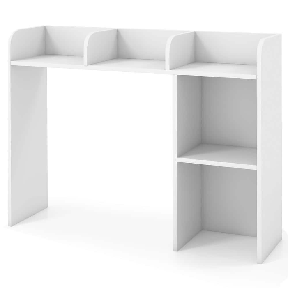 Costway 29 in. Tall Engineered Wood White Desk Bookshelf Desktop Storage Organizer Display Shelf Rack Dorm Office Bookcase P12I 10N4 A71IT The Home Depot