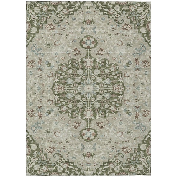 Chantille Machine Washable Indoor/Outdoor Abstract ACN2463 Olive 8 ft. x 10 ft. Area Rug